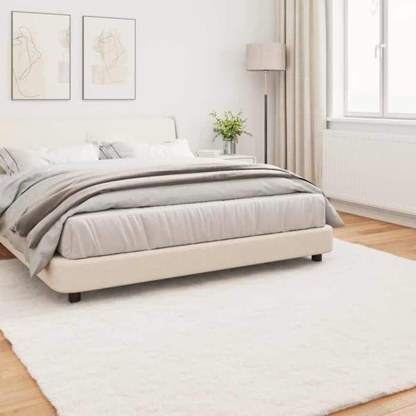 Tæppe - EKSKLUSIVT HUS - OLITE - Falsk pels polyester - Antiskrid - 200 x 200 cm Grädde