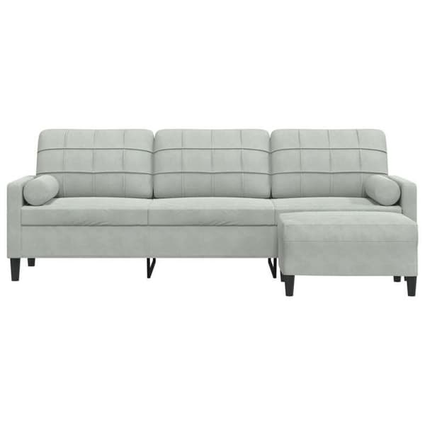 Maison Exclusive - 3-sitssoffa med fotpall Ljusgrå 210 cm Sammet Ljusgrått