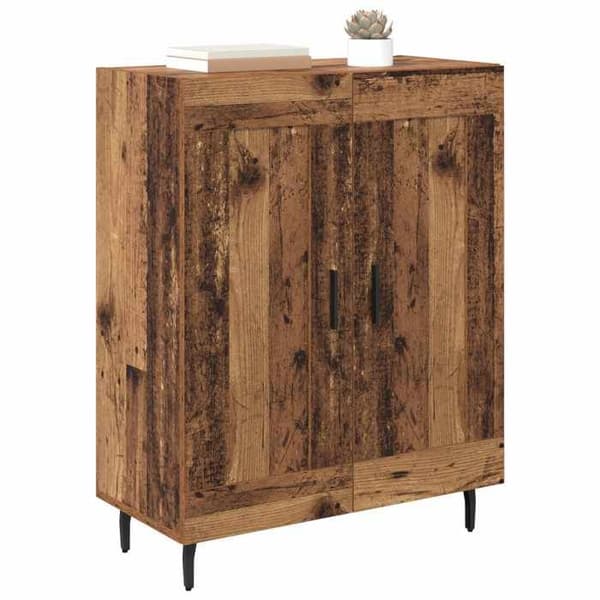 Buffet - EKSKLUSIVT HUS - 69,5x34x90 cm - Ingeniørtræ - Sorte jernben - Mat brun Svart