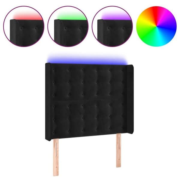 Maison Exclusive - LED Hovedgærde Sort 83x16x118/128 cm Velour svart