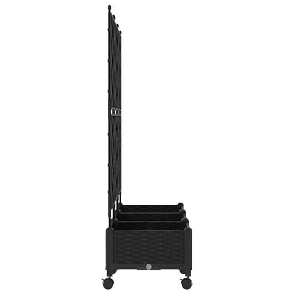 Maison Exclusive - Havebed med gitter og hjul 3 stk Sort PP