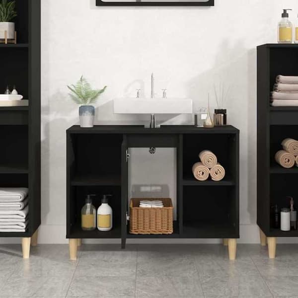 Maison Exclusive - Svart diskbänksmöbel 80x33x60 cm ingenjörsträ