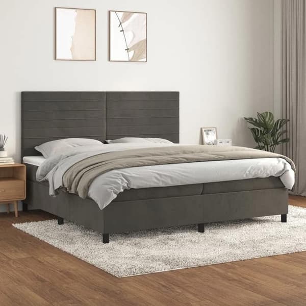 Maison Exclusive - Sänkylaatikko ja harmaa samettimatrassi 200x200cm