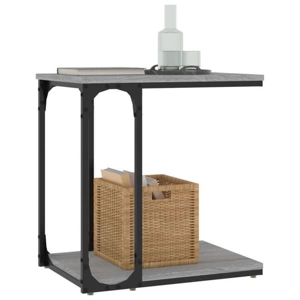 Sidobord - EXKLUSIV HEM - Sonoma grå - Ingenjörsträ - Stålram - Design i C Sonoma grå