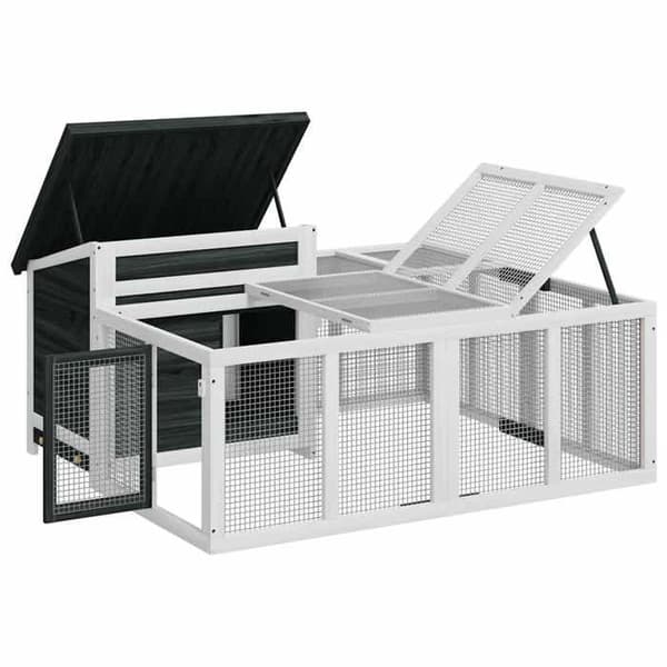 Maison Exclusive - Harmaa Clapier 144x123x67,5 cm massiivipuusta grå