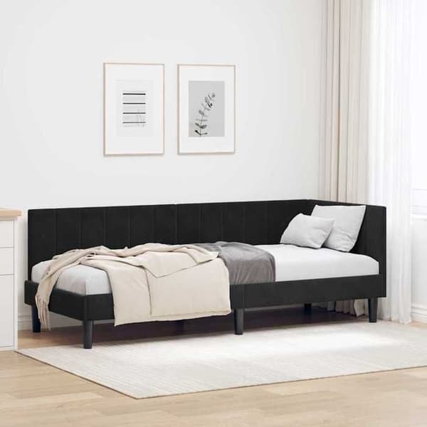 Maison Exclusive - Musta kulmasänky 80 cm x 200 cm Sametti