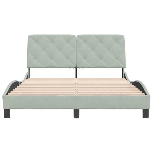 Maison Exclusive - Sängram utan madrass ljusgrå 140x200 cm sammet