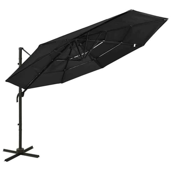 Maison Exclusive - Haveparasol med 4 niveauer og sort aluminiumsmast 3x3 m