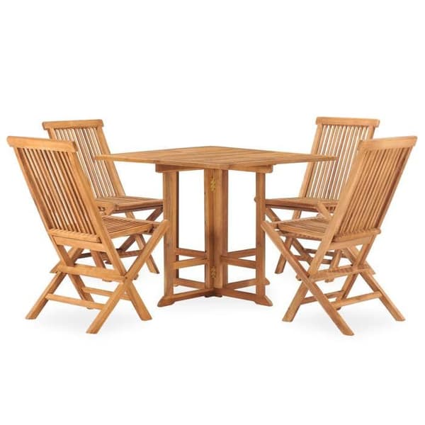 Maison Exclusive - Fällbart utomhusmatbordset 5 delar i solid teak