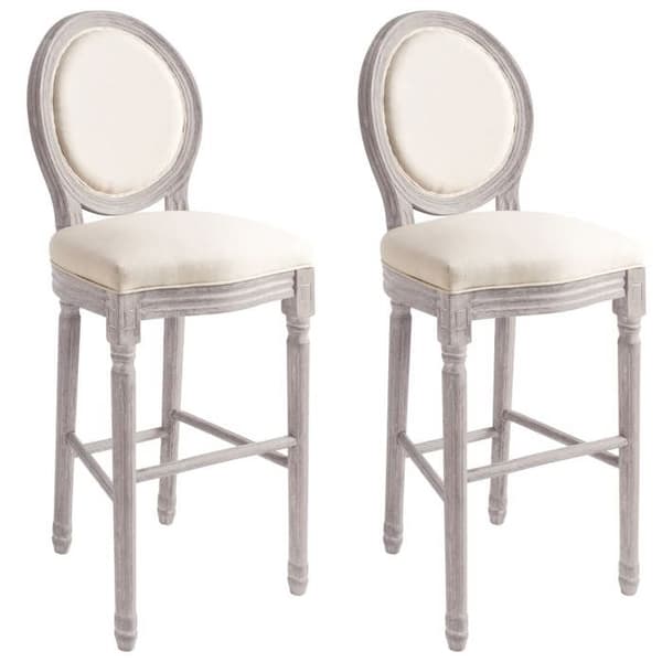 Baari-istuin - Maison Exclusive - 2 kpl - Valkoinen kerma - Pehmustettu istuin 77 cm Vit grädde