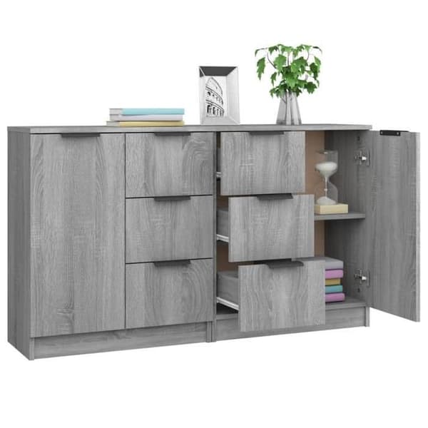 Maison Exclusive - Bufféer 2 st Sonoma grå 60x30x70 cm Ingenjörsträ