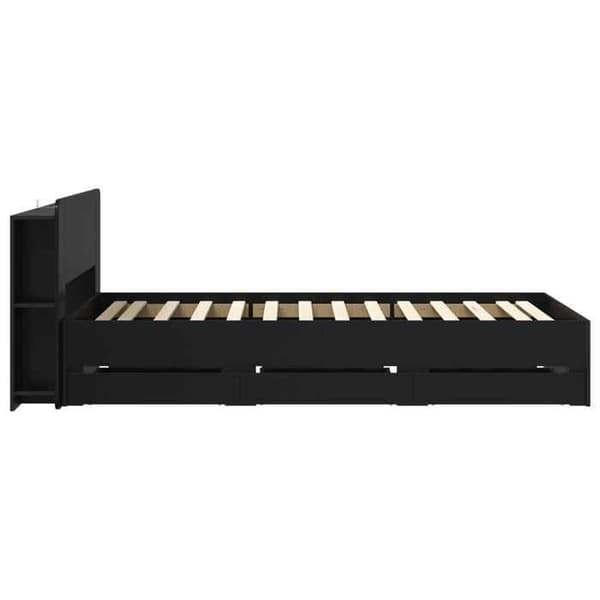 Maison Exclusive - Sengestel med opbevaring og hovedgærde Sort 75 x 190 cm Svart