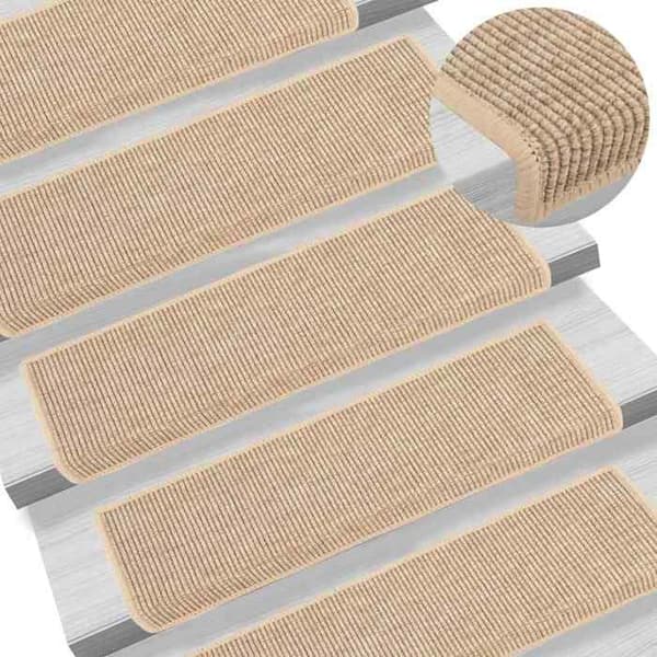 Maison Exclusive - Trappe tæppe 15 stykker 65 x 21 x 4 cm Lys beige Rektangulær kant