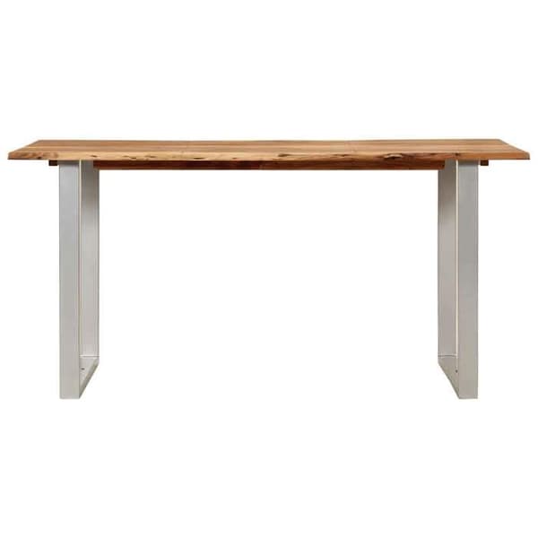 Maison Exclusive - Matbord 154x80x76 cm i solid akaciaträ silverfärgade (fötter)