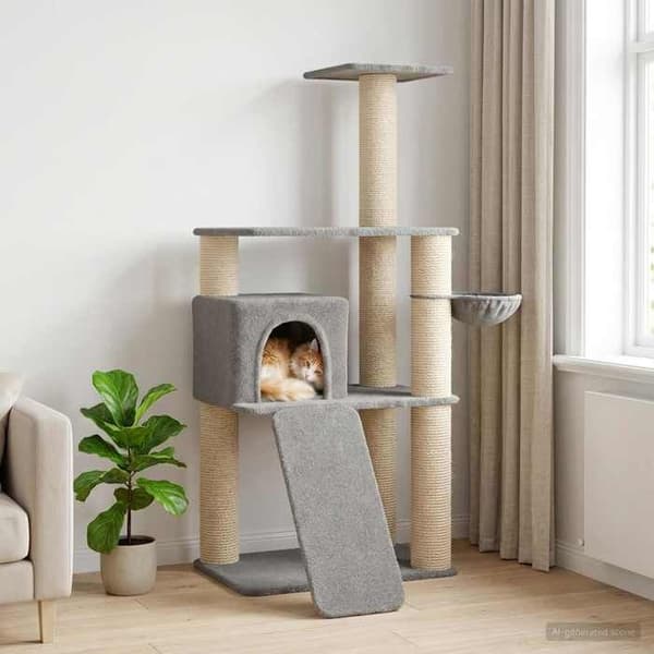 Maison Exclusive - Kattträd med sisal klöspinnar Ljusgrå 173 cm