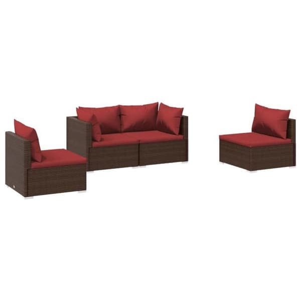 Maison Exclusive - Trädgårdsmöbler 4 delar med kuddar Flätad resin Brun