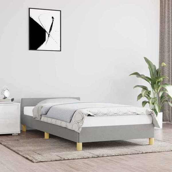 Sengestel - EKSKLUSIV HUS - 80x200 cm - Lys grå - Polyesterstof - Lamelseng Ljusgrått