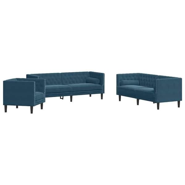 Maison Exclusive - Chesterfield sofa sæt med 3 stk. blå velour puder