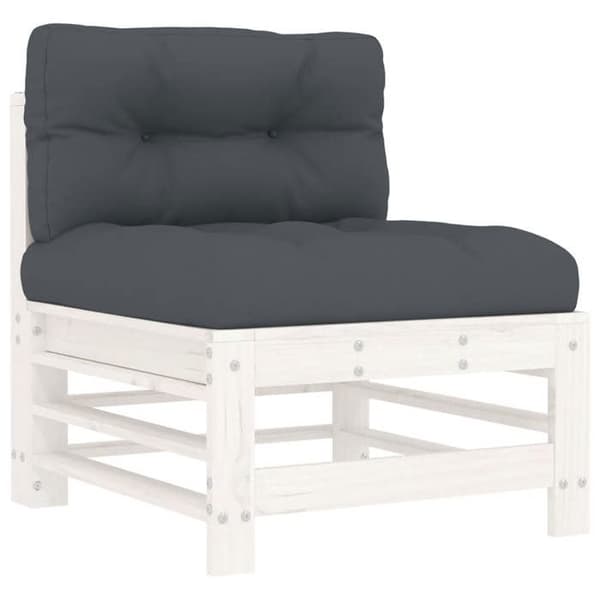 Maison Exclusive - Centrala soffor med kuddar 2 st vit massiv furu