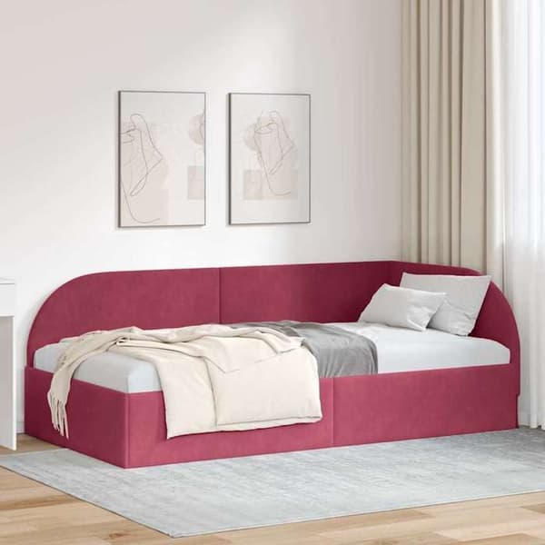 Vinkelsängram - EXKLUSIV HEM - Sammetssängram - Bordeaux - 80 x 200 cm - Latten ingår Bordeaux