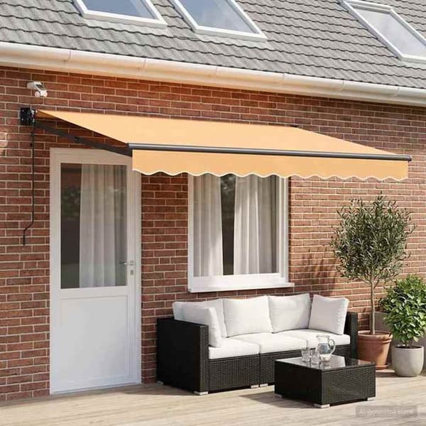 Solskydd - MAISON EXCLUSIVE - Sand - 100% polyester - Aluminium - Motoriserad med LED och väder sensor Sand