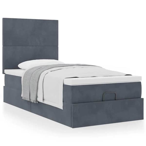Maison Exclusive - Ottomansängram och madrass grå mörk 90x200 cm sammet