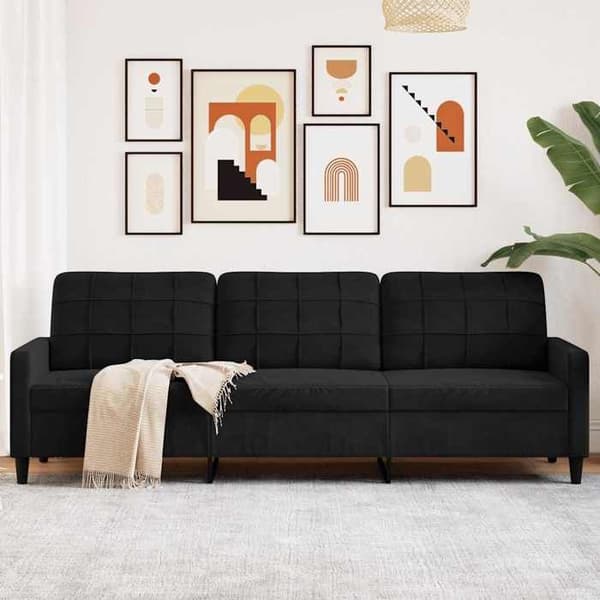 Maison Exclusive - 3-paikkainen sohva musta 210 cm sametti