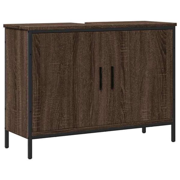 Maison Exclusive - Badeværelsesskab med vask i brunt egetræ 80x30x60 cm