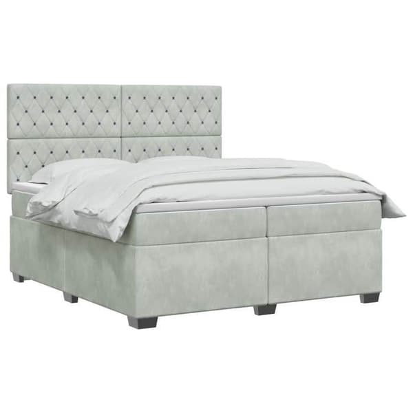 Maison Exclusive - Boxspring-sänky vaaleanharmaalla patjalla 200 x 200 cm Sametti