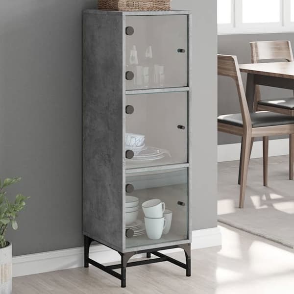 Maison Exclusive - Buffet med grå beton glasdøre 35x37x120 cm