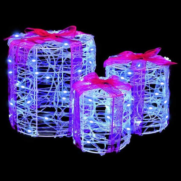 Dekoration til fester - EKSKLUSIV HUS - 3 dele - Blå - Akryl 20x20x21 cm - Indbyggede LED USB Blå