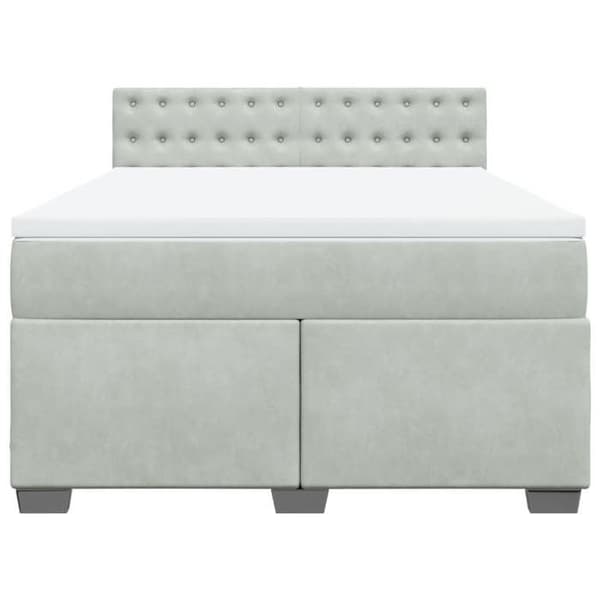 Maison Exclusive - Seng solid bund med socker og madras Grå 160x200cm Velour