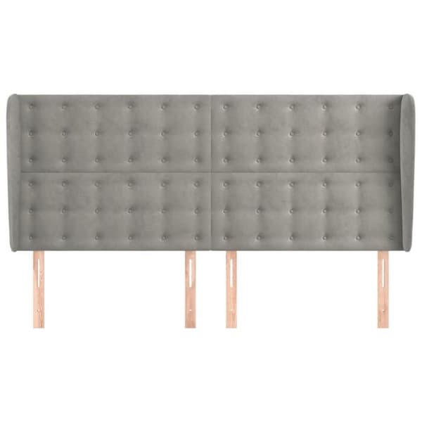 Maison Exclusive - Päätylevy korvilla Vaaleanharmaa 203x23x118/128 cm Sametti ljusgrått