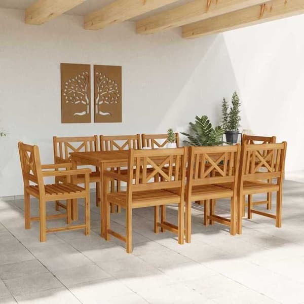 Maison Exclusive - 9 pc spisebordssæt til haven Brun brun