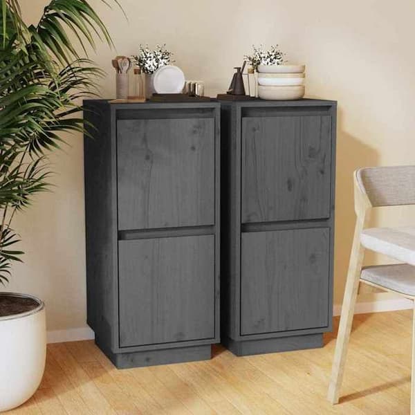 Maison Exclusive - 2 kpl buffetit Harmaa 31,5x34x75 cm Massiivipuu mänty