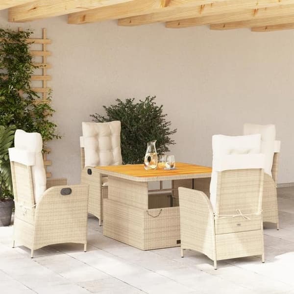 Maison Exclusive - Puutarhakalusteryhmä tyynyillä 5 kpl Beige polyrottinki