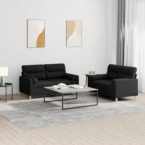 Maison Exclusive - 2 kpl sohvasetti mustilla kankaalla tyynyillä
