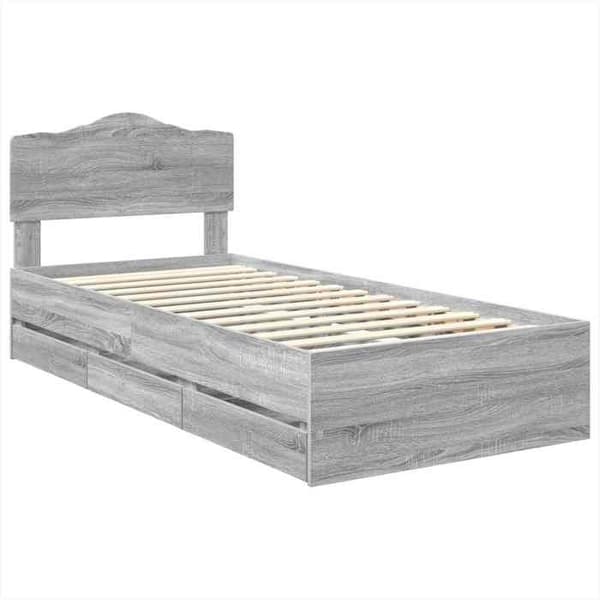 Maison Exclusive - Sängram Grå Sonoma 90 x 190 cm Ingenjörsträ