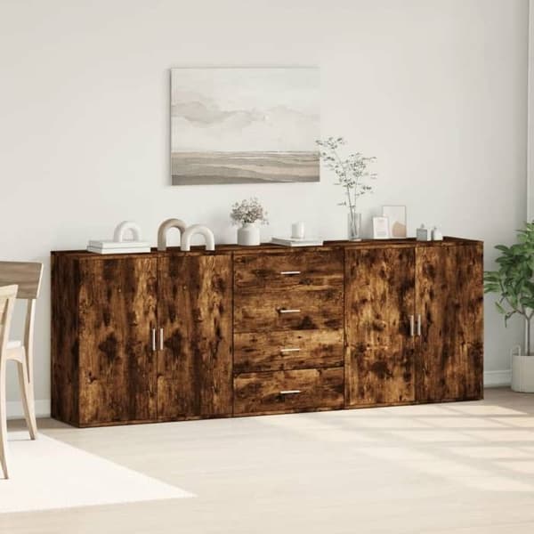 Maison Exclusive - 3 stk. Buffet i røgfyldt egetræ, ingeniørtræ