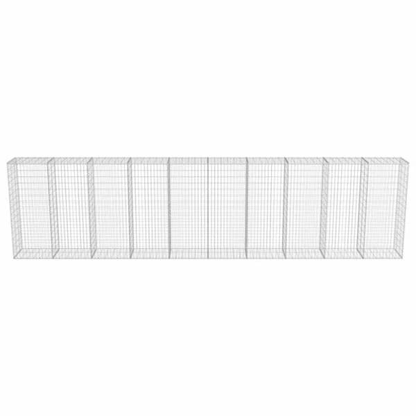 Maison Exclusive - Gabionvägg med galvaniserade lock 600 x 50 x 150 cm silver-