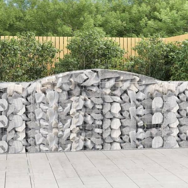 Maison Exclusive - Båge av gabionkorgar 400x50x100/120 cm Galvaniserat stål silver-