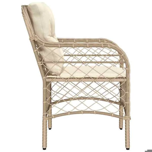 Maison Exclusive - Trädgårdsstolar med kuddar, set om 2, beige flätad resin