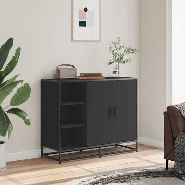 Maison Exclusive - Sort buffet 92x35x76 cm ingeniørtræ