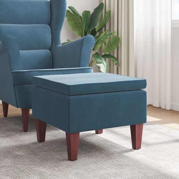 Maison Exclusive - Puu-jalat sininen samettijakkara