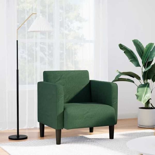Stol - EKSKLUSIV HUS - Sofa-stol - Mørkegrøn - Fløjl - 54 cm - Armlæn Mörkgrön