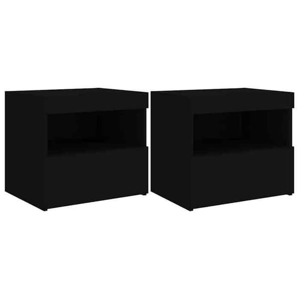 Maison Exclusive - Natborde med LED-lys 2 stk sort 50x40x45 cm svart