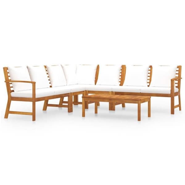 Maison Exclusive - Havegruppe 6 stk med puder Creme Solid akacietræ Grädde