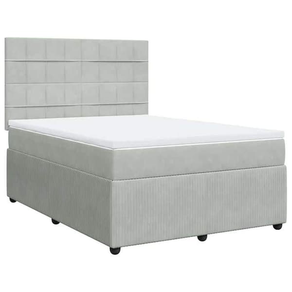 Maison Exclusive - Seng solid bund med socker og madras Grå 160x200cm Velour