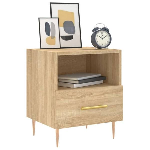 Maison Exclusive - Natborde 2 stk. egetræ sonoma 40x35x47,5 cm Sonoma ek