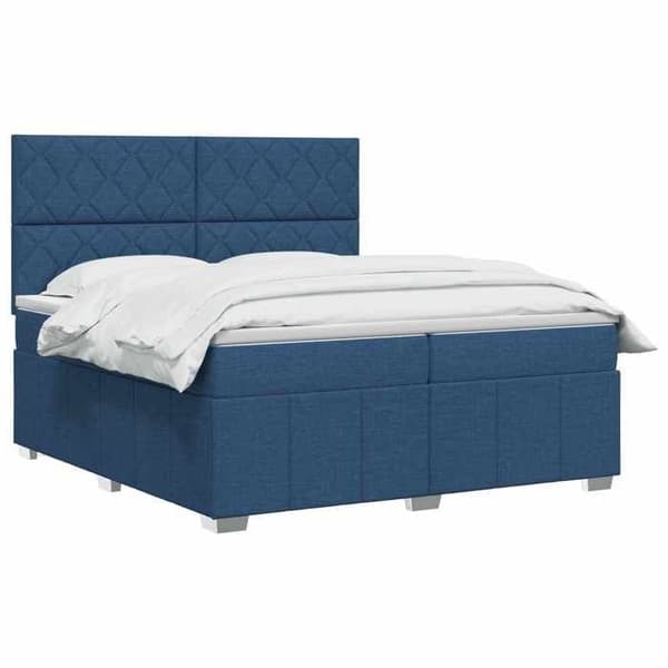 Maison Exclusive - Boxspring seng med madras Blå 200 x 200 cm Stof Blå